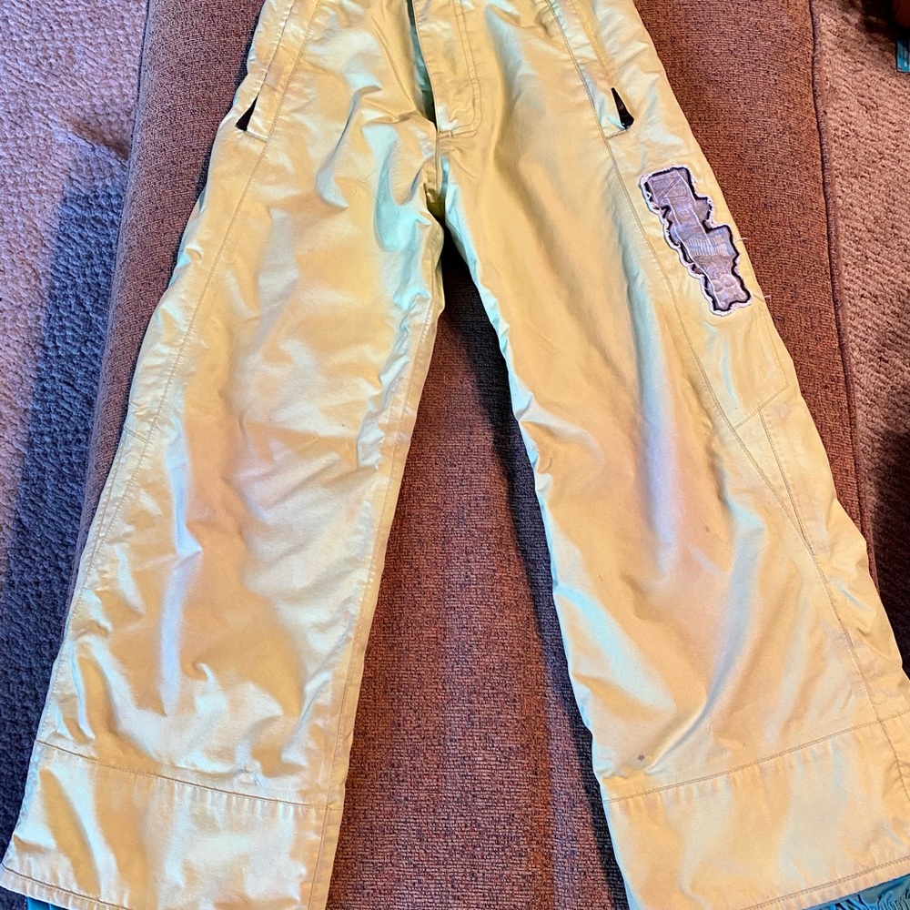 Girls Burton Yellow-green Snowpants, size Medium (12)